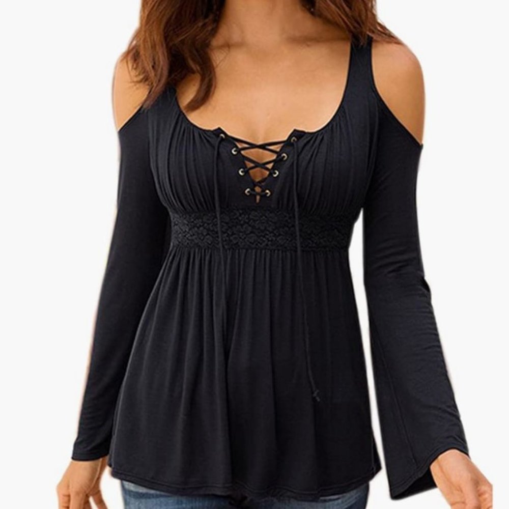 NWT Mooncolour Open Shoulder Flowy top XL